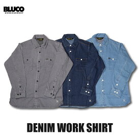 送料無料!!BLUCO(ブルコ) OL-1122 DENIM WORK SHIRT 3色(NVY/BLK/BLU)