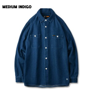 ��������!!BLUCO(�u���R) OL-11-001 8OZ DENIM WORK SHIRTS 3�F(LIGHT INDIGO/BLACK/MEDIUM INDIGO)