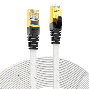 CAT7����STP ����LAN�P�[�u�� (1m) AMPCOM 10Gbps/600MHz RJ45 �t���b�g�C���^�[�l�b�g�P�[�u�� �����b�L �R�l�N�^(�g�R) ���x���|���G�X�e���̗p PVC�핢 �ܐ܂�h�~ �� 1M
