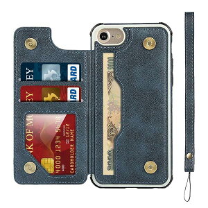 Pelanty for iPhone SE ��3���� 2022 /SE ��2���� 2020 �蒠�^�P�[�X for iPhone7/8/6/6s �P�[�X��|�� �w�ʃJ�o�[ PU���U�[�P�[�X IC �J�[�h���[ �X�^���h�@�\ �{�^�����C ���@�\ �g�уJ�o�[
