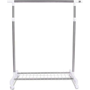 ハンガーラック オシャレ スリム パイプハンガー 省スペース 頑丈 キャスター付き 棚付き コートハンガー 伸縮 組立簡単