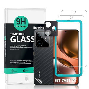 Ibywind Realme GT 7/GT 7T 5G�i6.8 �C���`�j�K���X�t�B���� 2 ���ی�t�B���� �K�C�h�g�t�� �����Y�J�o�[�i1���j�w�ʃV�[�g�i1���j ���菝�h�~�ϏՌ��d�x 9H�����K���X�t�B�����y���炩�Ȏ�G��z�y