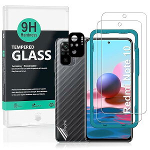 Ibywind �K���X�t�B���� Redmi Note 10 4G/Redmi Note 10S (6.43")�p ���� �K���X �ی� �t�B���� 2���Z�b�g �J���������Y�v���e �N�^�[�t��(�����ޗ�) �w�ʕی�t�B�����t�� �ȒP�����L�b�g�t��