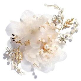 TBDBNR髪飾り 子供髪飾り 花びら フラワーヘアークリップ 1点 花嫁ヘッドドレス 上品なヘアアクセサリー 女の子 結婚式/披露宴/成人式に/子供の発表会/入学式/入園式/卒業式/演奏会/写真撮影/ギフトさんに適用 ヘアピン ホワイト
