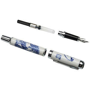 高級万年筆Jinhao950青と白の磁器ドラゴンミディアムペン先の18KGP