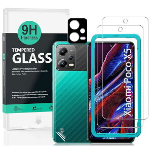 IBYWIND �K���X�t�B���� Xiaomi Poco X5 5G�i6.67�C���`�j�p�X�N���[���v���e�N�^�[ �����K���X2�� �J���������Y�v���e�N�^�[1�� �����ăJ�[�{���t�@�C�o�[�t�B����1�� [�w��ǂݎ�� ���t���ȒP]