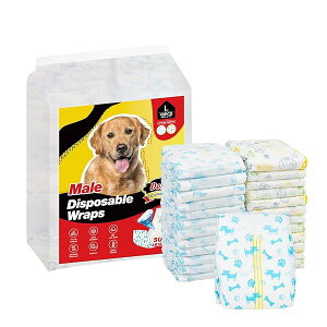Dono 犬おむつ 男の子用マナーベルト 長時間 超吸収 2色柄犬用おむつ お知らせライン付き 介護 おもらし対策 マーキング防止 快適なおむつウェア 小型犬-大型犬用紙オムツ Lサイズ48枚入り