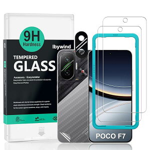 Ibywind Xiaomi Poco F7 5G �K���X�t�B���� 2 ���ی�t�B���� �K�C�h�g�t�� �����Y�J�o�[�i1���j�w�ʃV�[�g�i1���j ���菝�h�~�ϏՌ��d�x 9H�����K���X�t�B�����y���炩�Ȏ�G��z�y�C�A�[���z�y�w