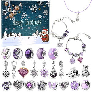 AUGSHYO アドベントカレンダー 2025 女の子 クリスマス アドベントカレンダー 手作り アクセサリーキット 女の子 カウントダウン カレンダー クリスマス プレゼント ブレスレット ネックレス