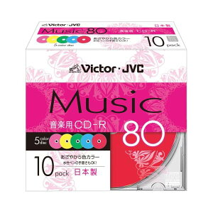 Victor ���y�pCD-R 80�� �J���[�v�����^�u�� 10�� ���{�� CD-A80XR10