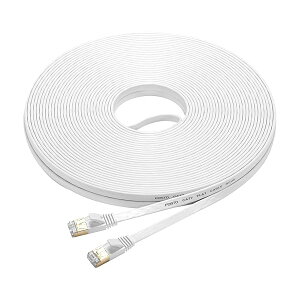 FOSTO Cat7 LAN�P�[�u�� 20M �C�[�T�l�b�g�P�[�u�� �E���g���t���b�g�P�[�u�� ���� STP �ܐ܂�h�~ RJ45�R�l�N�^ �M�K�r�b�g10Gbps/600MHz �����b�L�R�l�N�^ 20M �� �Ɩ��p ���O�p (�z���C�g)