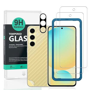 Ibywind �X�N���[���v���e�N�^�[ 2 �p�b�N Samsung Galaxy S24 FE 5G 6.7 �C���`�A�d�x 9H �����K���X�A�J���������Y�v���e�N�^�[ 1 ���t���A�w�ʃJ�[�{���t�@�C�o�[�t�B���� 1 ���A���h�~