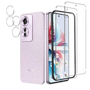 OPPO Reno11 A フィルム + OPPO Reno11 A カメラフィルム『ガイド枠付き』極薄タイプ 全面保護 旭硝子製素材 硬度9H 高透過率 高硬度 さらさら手触り 飛散防止 手触指紋防止 Reno11 A 液晶保護フィルム