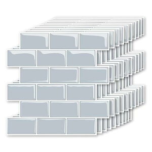 MORCART タイルシール キッチン 耐熱 防水 洗面所 トイレ DIY 家具やアイテムの装飾 タイルシート 壁紙シール 3D リメイクシート (30x30cm, 10枚, 北欧グレー)