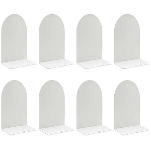 MerryNine 金属製L型ブックエンド 滑り止め付き 倒れ防止 本立て オフィス/家庭用 (8, ホワイト)