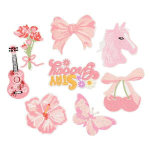 ワッペン アイロン刺繍 MUNCVY アップリケ DIY服 ピンク 馬 さくらんぼ カワイイ 装飾 男の子 女の子 保育園 幼稚園 パッチ 補修 8枚セット 衣類 浴衣 手袋 手帳 飾り