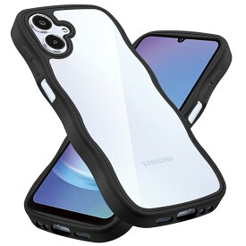 クリア Galaxy A25 5G ケース SC-53F ケース かわいい 波状フレーム うねうね カバー 耐衝撃 ギャラクシーA25 5G スマホケース 滑り止め 人気 可愛い 落下防止 ワイヤレス充電対応 (ブラック)