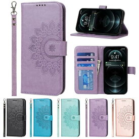 Eastwave アイフォン for iPhone 12pro / 12 ケース 財布型 for iPhone 12 Pro 手帳型 カバー手帳 ストラップ付き 明るい色 フラワープリント PUレザー カード収納 横置きスタンド 機能 内蔵マグネット
