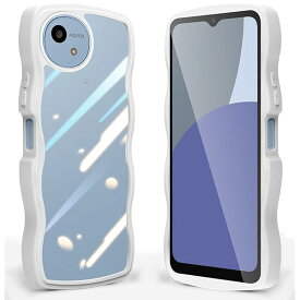 AQUOS Wish4 かわいい ケース クリア 波状フレーム うねうね 耐衝撃 AQUOS Wish4 SH-52E スマホケース 滑り止め 人気 可愛い 女性用 女子向け アクオス Wish4 カバー 落下防止 ワイヤレス充電対応 (ホワイト)