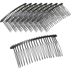 ヘアコーム 20本足 10個セット ブラック ヘアアクセサリー パーツ ヘアーコーム ワイヤーコーム 黒 DIY 手作り アクセサリー