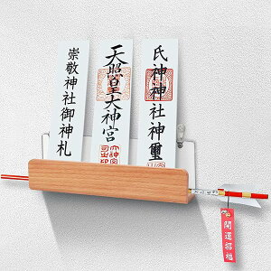 YTOPRO 神棚 壁掛け 【高級ブナ製 】モダン神棚板 神具セット神札ホルダー 破魔矢立て アクリル お札立て 簡易神棚 賃貸OK 神具職人手作り おしゃれ神棚ホルダー (M-簡易神棚)
