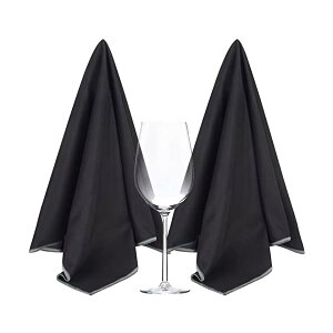 Sinland マイクロファイバー 雑巾 グラスクロス ガラス/食器拭き 用途多数 掃除用品 51CM X 64CM 2枚入ブラック