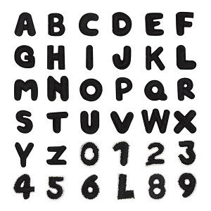 ワッペン アイロン刺繍 MUNCVY アップリケ DIY服 アルファベットと数字 モチーフ 超ミニ 黒 かわいい 装飾 男の子 女の子 保育園 幼稚園 パッチ 補修 36枚セット 衣類 浴衣 手袋 手帳 飾り