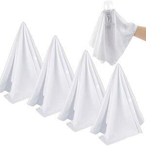 SUNLANDマイクロファイバー 雑巾 グラスクロス ガラス/食器拭き 用途多数 掃除用品 51CM X 64CM4枚入 ホワイト