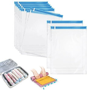 Love-KANKEI 圧縮袋 衣類圧縮袋 12枚入 真空あっしゅく袋 掃除機不要 手巻き 防塵 防湿 防虫 防カビ 再利用可能 衣替え収納 旅行 引越し 出張 家庭用 39*32cm(5枚)+35*50cm(5枚) +40*60cm(2枚)