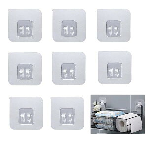 nalaina 浴室ラックテープ 壁掛けラック用テープ (8枚セット) 強力粘着テープ 歯ブラシフック 鉄棚固定 壁傷つけない 風呂場 洗面所 トレイラック用フック サスペンション 強力粘着固定 防