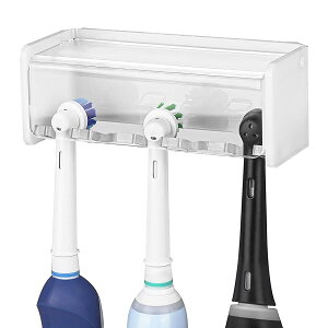 Linkidea壁掛け式電動歯ブラシスタンド、風呂ふた付き、壁掛け式5槽電動歯ブラシマネージャ、Oral-B iOシリーズ対応、フィリップスSonicare ProtectiveClean(白)