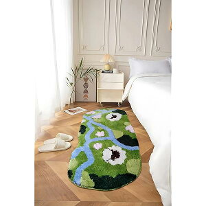 qinhomeバスマット お風呂マット 超長毛足 足拭きマット 滑り止め 大判 50*80cm丸洗い可能 吸水 速乾 超厚い 3D立体 浴室 洗面所 玄関マット キッチン 柔らかい (45cm*85cm, グリーン)