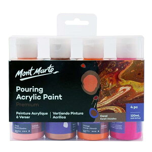 Mont Marte AN|[OGZbg XF h Pouring Acrylic Set 4 x 120ml yC ~bNXς Premixed LoX ؍ x@۔ CSyȂǗlXȕ\ʂɓKp