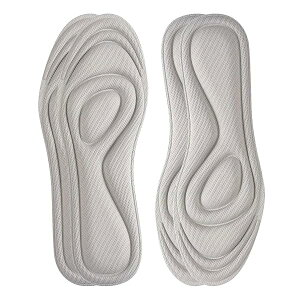 インソール 【2足4枚】 中敷き 人間工学に基づいた衝撃吸収 土踏まず かかと レディース メンズ サイズ調整 防臭 男女兼用 登山 立ち仕事 インソール (グレー, M:22.5cm〜25cm)