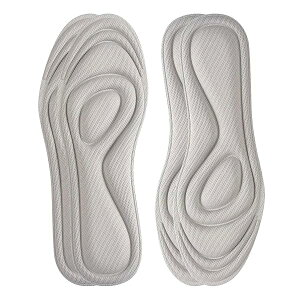 インソール 【2足4枚】 中敷き 人間工学に基づいた衝撃吸収 土踏まず かかと レディース メンズ サイズ調整 防臭 男女兼用 登山 立ち仕事 インソール (グレー, L:25cm〜28.5cm))