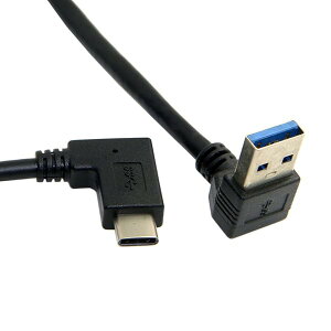 CY���o�[�V�u��USB 3.1�^�C�vC - C angled����90 Degree Down Angled A�I�X�f�[�^�P�[�u��for MacBook & Tablet & Mobile Phone 30 cm