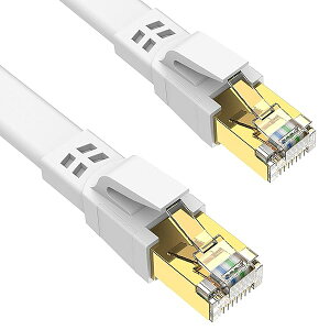 Ankuly CAT8 LANケーブル カテゴリー8 ウルトラフラットケーブル 40Gbps/2000MHz ランケーブル やわらか FTPシールド イーサネットケーブル サーバー 企業様向け 業務用 屋外用 CAT8準拠 (2m-ホワイト)