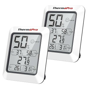 ThermoPro�T�[���v�� ���x�v �f�W�^�������x�v ��}�[�N �������x�v���x�v ���^ �ō��Œቷ���x�\��2�p�b�N TP50