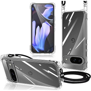 Pixel 8a ケース クリア ショルダー 縄掛けケース 耐衝撃 Google Pixel 8a スマホケース 透明 薄型 軽量 TPU ピクセル 8a カバー 肩掛け 斜めかけ 紐付き 織りストラップ付き 長さ調整可能 取り外し可
