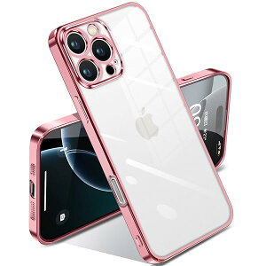 iPhone 16 Pro 用 ケース クリア 耐衝撃 アイフォン16Pro カバー 透明 メッキ加工 完全な保護 黄変防止 落下防止 ファッション 薄型 軽量 TPU 柔らかい ワイヤレス充電 人気 保護カバー(ローズゴー