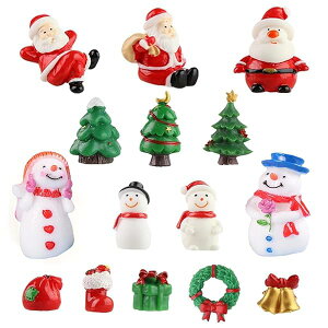 ZOYUBS クリスマス ミニチュア 置物 オーナメント ブーツ 花輪 サンタクロース ベル 雪だるま 樹脂 手芸用品 飾り 卓上 盆栽 鉢植え 園芸 小道具 DIY 風景置物 庭盆栽装飾 プレゼント 雑貨 テー