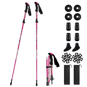 Besince トレッキングポール 2本セット 7色 折りたたみ 超軽量 T型 五段式 トレッキングステッキ アルミ製 スティック トレッキング ウォーキングポール 伸縮 山登り 杖 軽量295g 登山杖 身長160