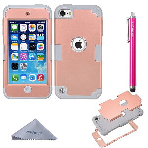 Wisdompro iPod Touch 7 �P�[�X iPod Touch 6/5 �P�[�X �Ռ��z�� �O�d�\�� �S�ʕی� �\�t�g�V���R���{�n�[�hPC ���h�~ �A�C�|�b�g�^�b�` ��7/6/5����Ή� (�O���[+���[�Y�S�[���h)