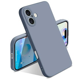 iPhone 16 Plus 用 ケース シリコン 液体シリコン 耐衝撃 アイフォン16Plus カバー 薄型 軽量 ソリッドカラー シンプル ストラップホール付き マット感 人気 指紋防止 レンズ保護 ソフト ワイヤレス充電対応 (グレー)