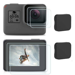 MAEXUS�y2�Z�b�g�zGoPro Hero 7 Black/ 6 / 5 /Gopro2018 �p �����K���X �t���ی�t�B���� �����K���X�t�B���� 9H���d�x ����0.3mm �ϏՌ� �h�� �h�� �����Y�ی�+�t���ی�+�����Y�J�o�[�Z�b�g