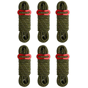 TRIWONDER �K�C���[�v 4mm �p���R�[�h �L�����v �^�[�v �e���g ���[�v ���ˍޓ��� ���݃��[�v 6�{�Z�b�g �i�O���[���j