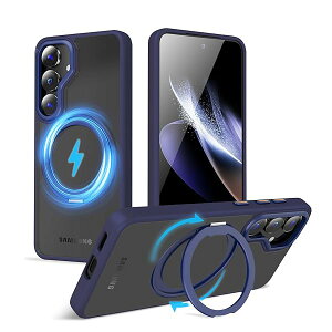QUEASON�yGalaxy S25 �p MagSafe�Ή� �P�[�X�z360°��]�X�^���h ���C�����X�[�d�Ή� galaxy s25 �P�[�X �����O�t�� �ČRMIL�K�i �M�����N�V�[s25 �P�[�X magsafe �������� �����h�~ galaxys2