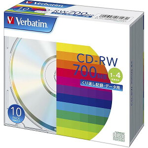 Verbatim �o�[�x�C�^�� ����Ԃ��L�^�p CD-RW 700MB 10�� �V���o�[�f�B�X�N 1-4�{�� SW80QU10V1