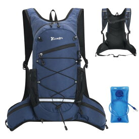 [TRIWONDER] ランニング リュック バッグ 18L ハイドレーション トレラン ザック 登山 自転車 サイクリング マラソン ベスト トレイル 通気 軽量 (ブルー - 2L給水袋付, ワンサイズ)