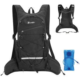 [TRIWONDER] ランニング リュック バッグ 18L ハイドレーション トレラン ザック 登山 自転車 サイクリング マラソン ベスト トレイル 通気 軽量 (ブラック - 2L給水袋付, ワンサイズ)